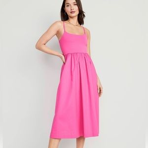 Fit & Flare Combination Midi Cami Dress for Women